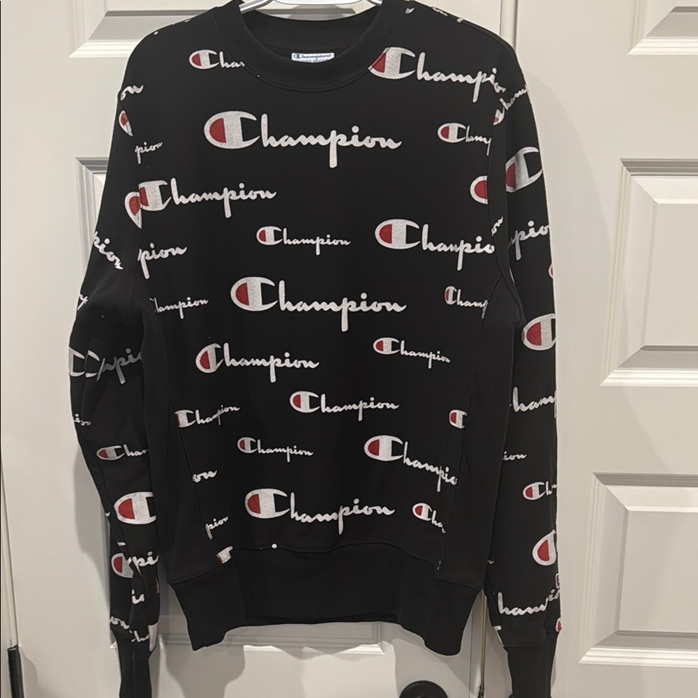 Champion All Over Print Reverse Weave Crew Neck Size Medium
